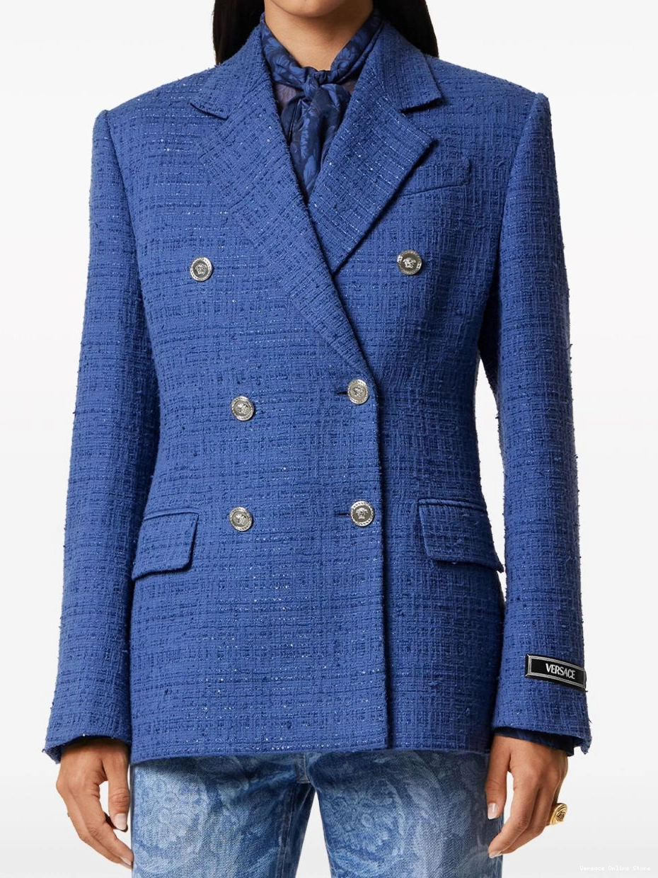 Cheap blazer Versace double-breasted metallic-threading Women 0501